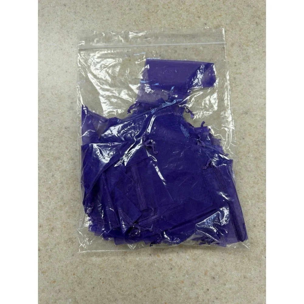 50 pcs Sheer Organza Drawstring Gift Bags, Jewelry, Wedding, Party Favor Pouch